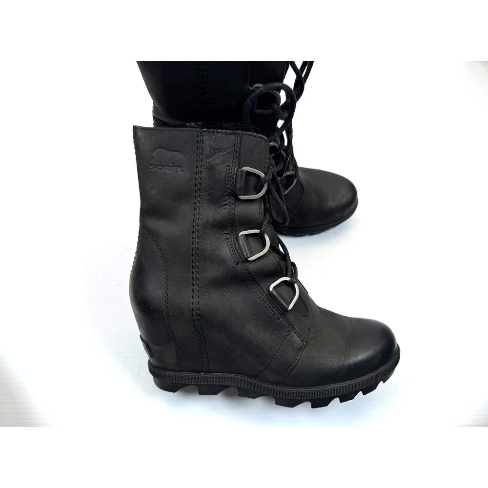 Sorel Joan of‎ Arctic Wedge II Waterproof Boots Women 6.5 Lace Up Leather Ankle
